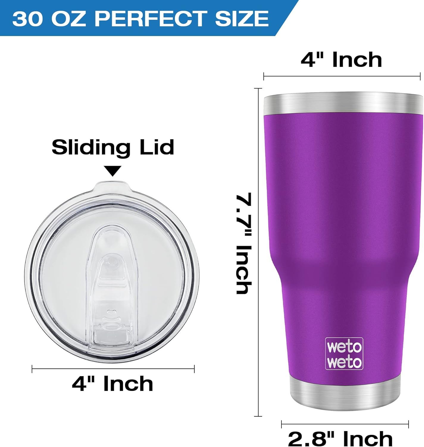 WETOWETO 30oz Tumbler with Lid, Stainless Steel Vacuum Insulated Water Coffee Tumbler, Double Wall Powder Coated Travel Mug Thermal Cup for Home Outdoor (Navy Blue, 1 Pack)