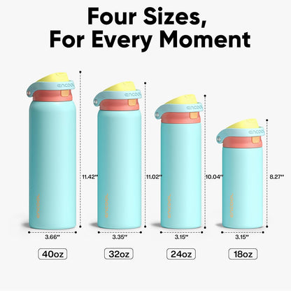 ENCOOL Leakproof Insulated Water Bottle with Straw Dual-Sip Water Bottle Bag-Safe Design for Work, Commute & Gym – Keeps Drinks Cold All Day, 24 oz, Lemonade Pink - Colors A