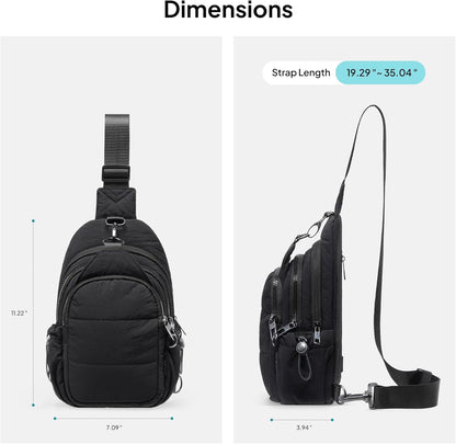 TOPEAST Sling Bag for Women, Anti-Theft Crossbody Bag with RFID Blocking & Water Bottle Holder for Travel, Water-resistant