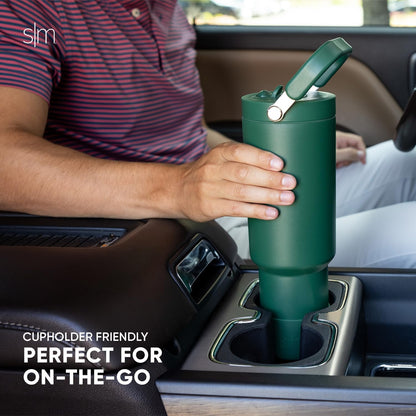 Simple Modern Trek Pivot | 40oz Flip Straw Tumbler with Handle | Water Bottle & Boot | Interchangeable Straw & Chug Lids | Insulated Stainless Steel Jug | Gym Sports Outdoors | Forest - Colors A