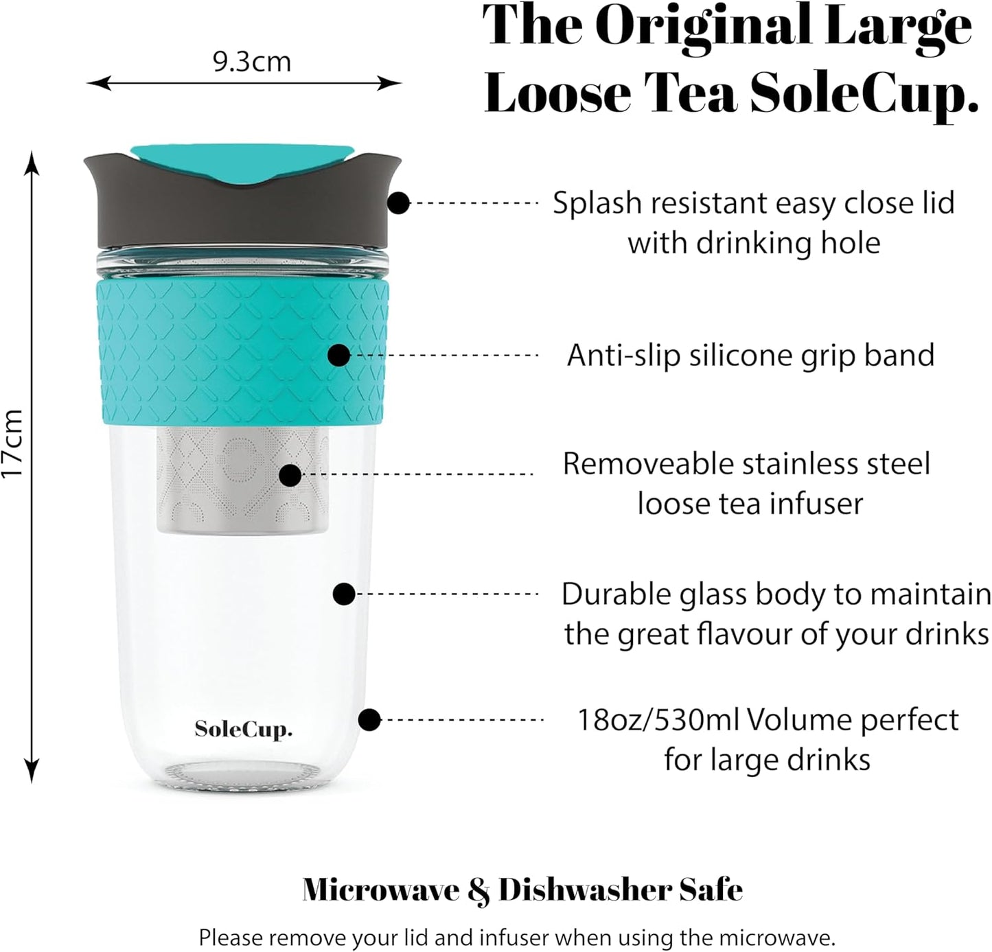 Travel Mug Loose Tea Infuser - Detachable Tea Strainer with Spillproof Lid - BPA-Free Reusable Glass Travel Coffee Cup with Silicone Band (Ice Cream, 12oz)