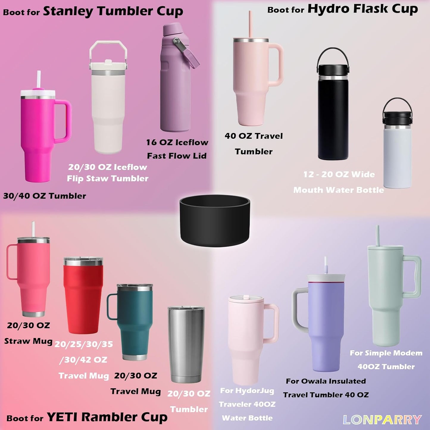 2-Pack Silicone Boot for Stanley Cup 30oz & 40oz, Anti-Slip & Noise Reducing Bottom Protector, BPA-Free Tumbler Base Cover for Quencher H2.0 30/40oz & IceFlow 20/30oz, Accessories for Car & Travel