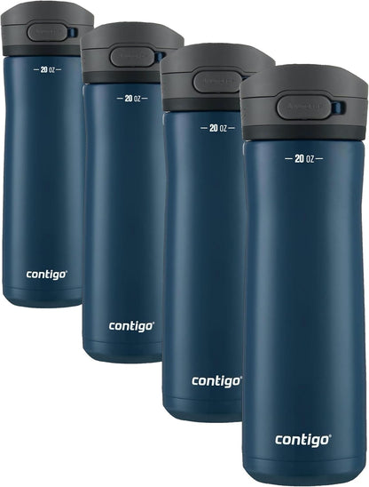 Contigo Jackson Chill 2.0, Vacuum-Insulated Stainless Steel Water Bottle with Secure Lid, Leak-Proof Travel Friendly, 20oz Capacity, Blueberry Color, Keeps Drinks Cold for 12 Hours
