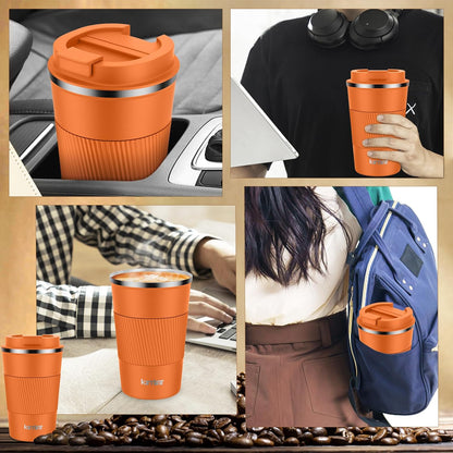 KETIEE Travel Coffee Mug Spill Proof 12oz, Insulated Travel Mug to Go, Reusable Coffee Cup with Seal Lid, Vacuum Stainless Steel Tumbler for Hot/Cold Drinks (Red)