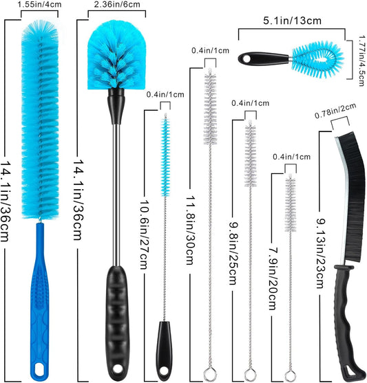 Bottle Brush Cleaning Set - Multi Cup Brush, Water Bottle Cleaner, Crevice Cleaning Brush Pipe & Tube Brushes for Tight Spaces, Grout Brush Cleaner Brush Long Straw Cleaner Brush