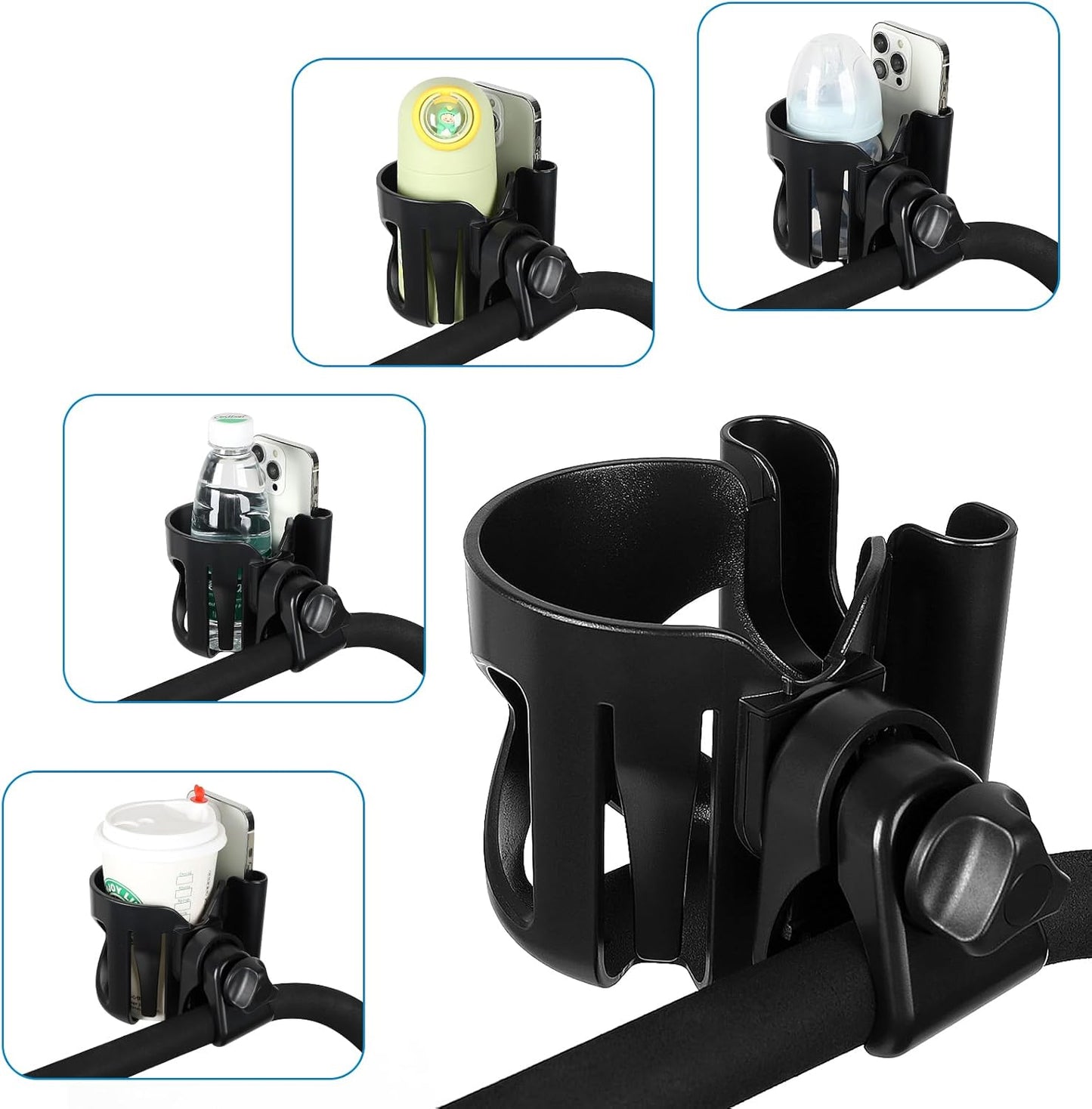 Accmor Stroller Cup Holder, Universal Cup Holder for Walker Wheelchair Bike, 360° Rotatable Stroller Cup Holder Attachment Accessories for Walker, Wheelchair, Scooter
