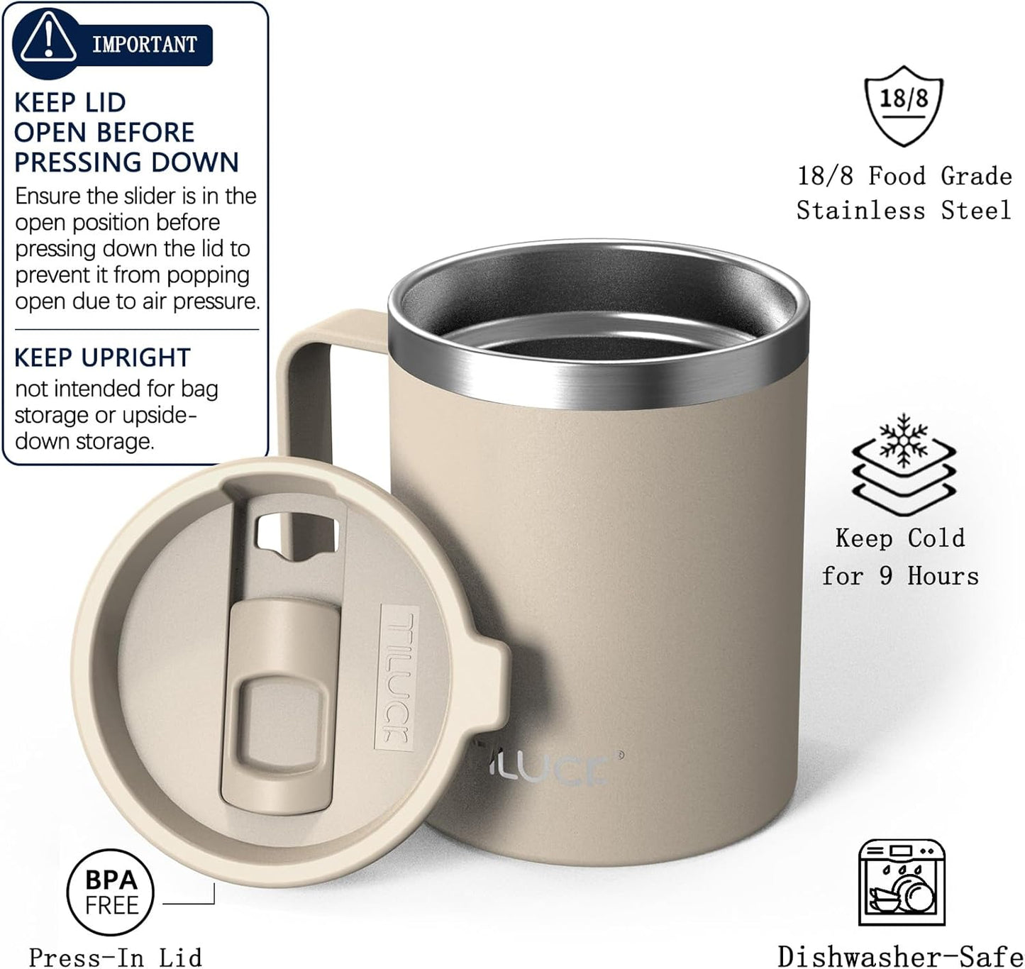 TILUCK 20 oz Insulated Tumbler with BPA-Free Lid, Stainless Steel Vacuum Travel Coffee Mug, Double Wall Coffee Tumbler（20oz，Matte DarkBlue）