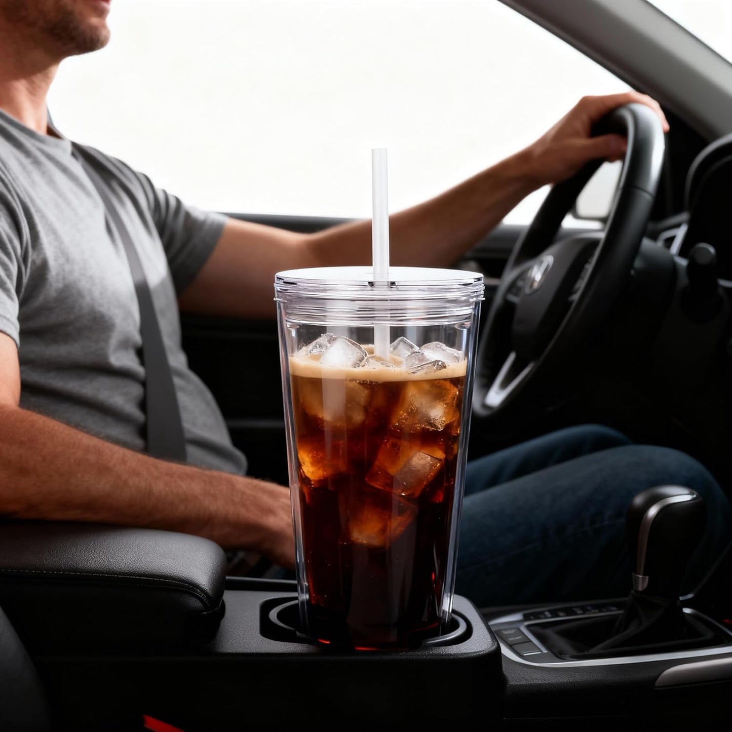 24oz Tumbler with Lid and Straw, Leak Proof and Double Wall Insulated Reusable Plastic Cups,Travel Reusable Iced Coffee Cup (1, Pink)