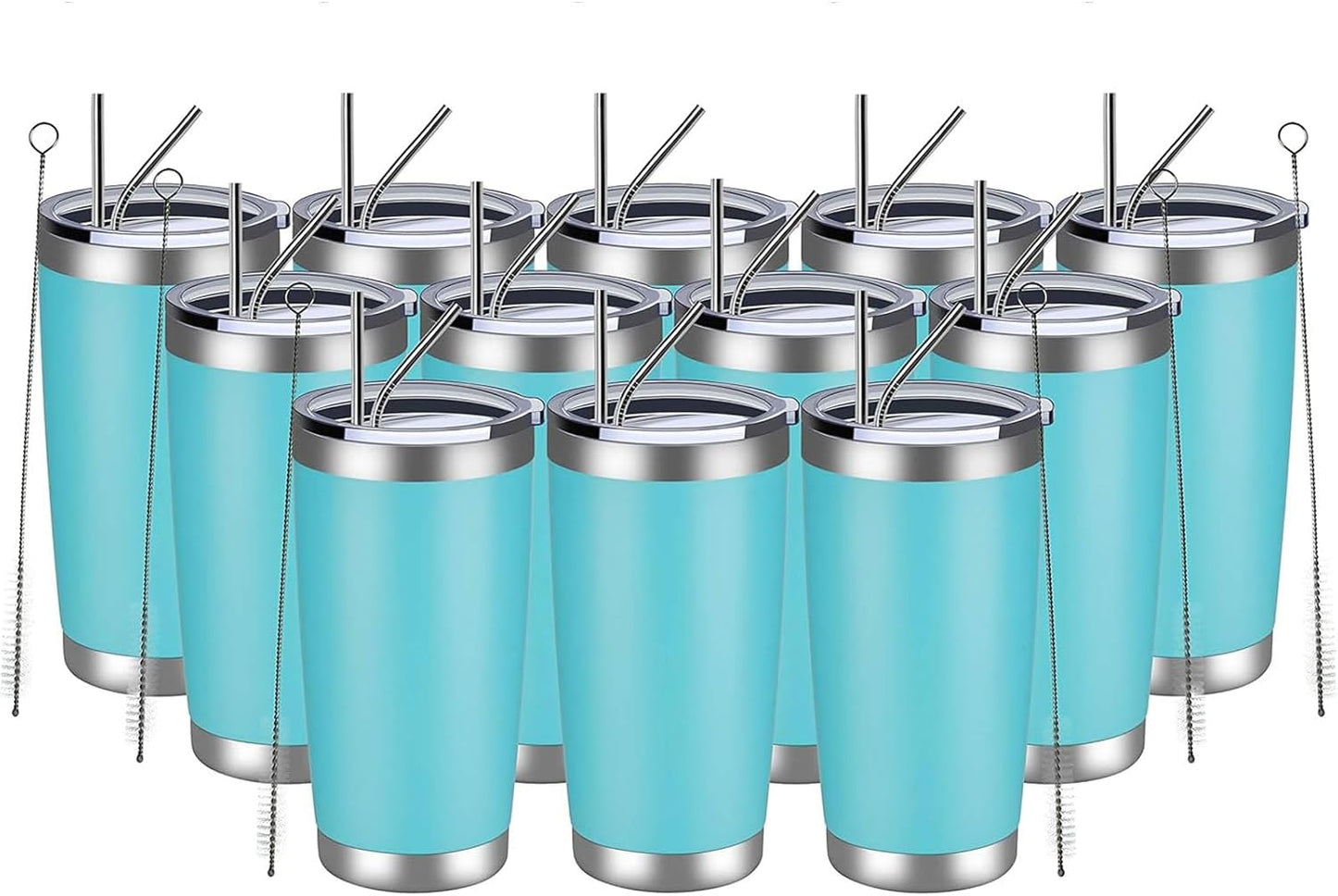 MEWAY 20oz Tumbler Cup Double Wall Vacuum Insulated Travel Mug Bulk, Stainless Steel Tumblers with Lid and Straw, Durable Powder Coated Coffee Cups for Cold & Hot Drinks (Navy, 1)