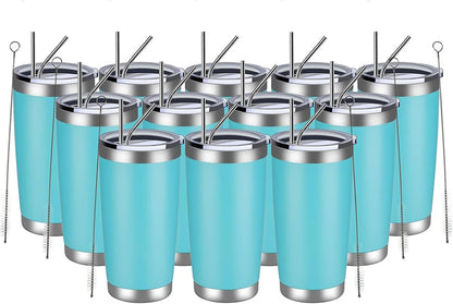 MEWAY 20oz Tumbler Cup Double Wall Vacuum Insulated Travel Mug Bulk, Stainless Steel Tumblers with Lid and Straw, Durable Powder Coated Coffee Cups for Cold & Hot Drinks (Navy, 1)