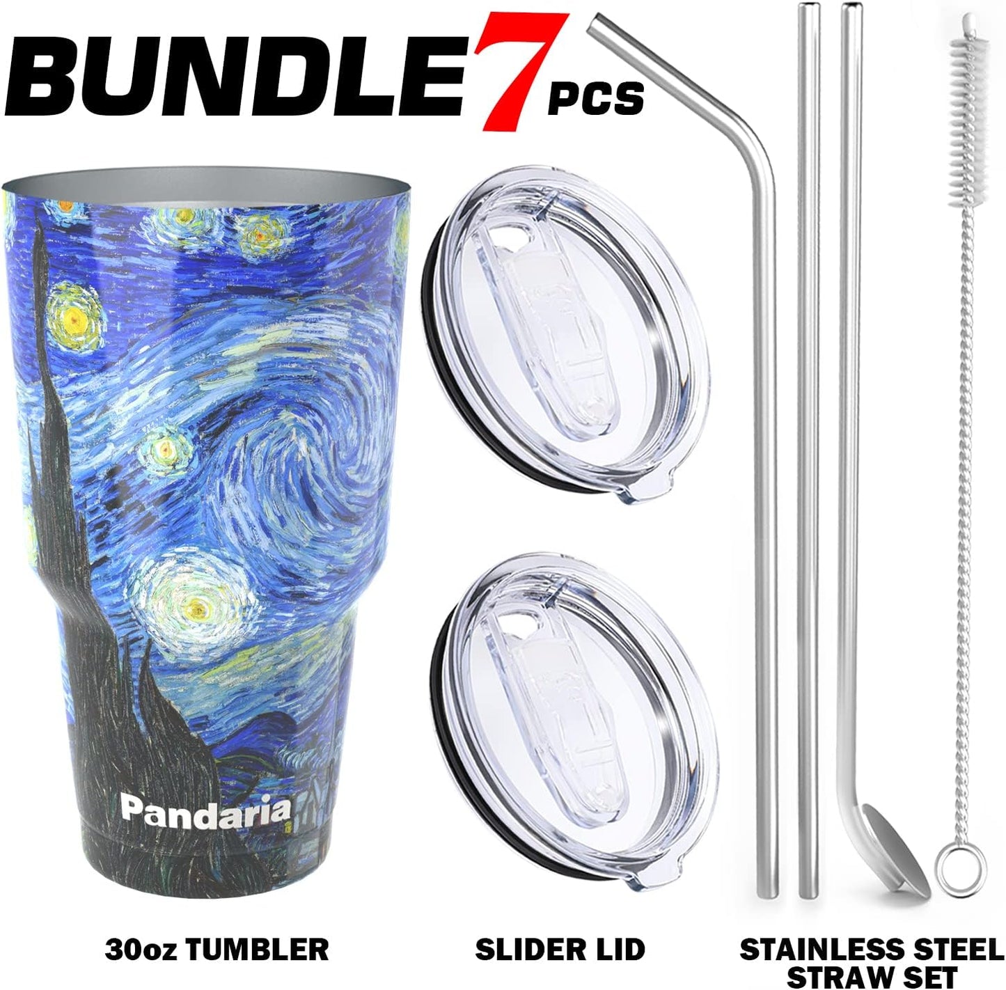 30oz Insulated Tumblers with Lids and Straws, Double wall Stainless Steel Tumbler with straw, Reusable Spill Proof Tumbler, Perfect for Iced Coffee, Tea & More- Flamingo