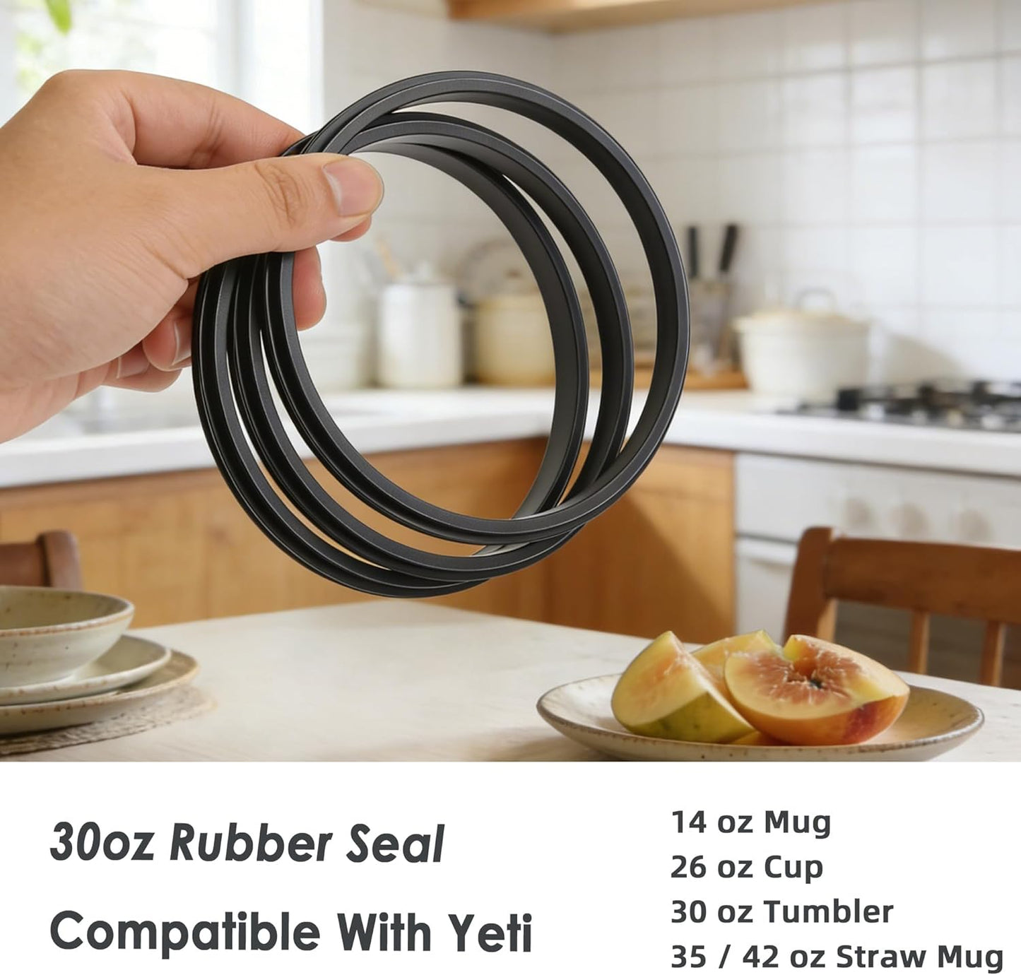 Silicone Seal Replacement Gaskets for Yeti 30 Oz Tumbler Lid, BPA-Free Rubber O-Ring Parts for Long-Lasting Leak Protection, 4 Pack