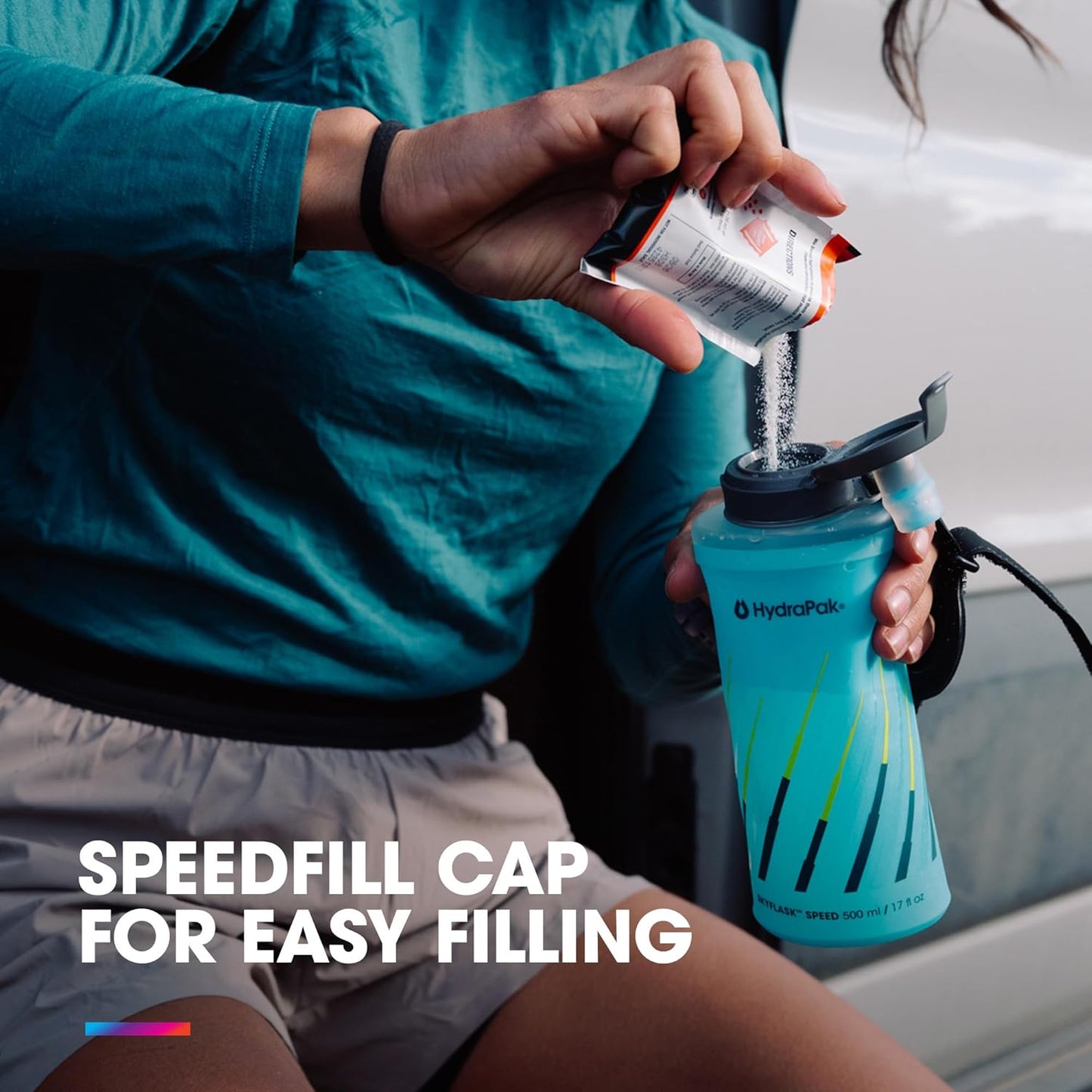 HydraPak SkyFlask Speed - Collapsible Handheld Running Water Bottle (350ml, 500ml, 500ml Insulated) - Adjustable Strap, Lightweight, Spill-Proof Cap | Collapsible