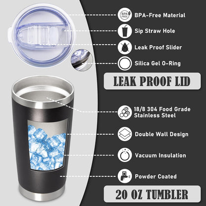 20 oz Tumbler Coffee Travel Tumblers Bulk with Lid Stainless Steel Double Wall Vacuum Insulated Mug Powder Coated Cups fit Car Cupholder for Hot and Cold - Stainless Steel, 4Pack