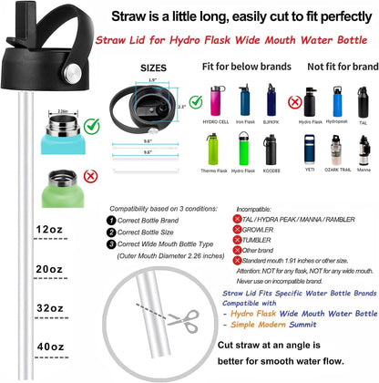 RRegeny Straw Lid for Hydro Flask Wide Mouth 32 40 oz, Lids with Flexible Handle compatible with HydroFlask, Replacement Sports Flex Cap Wide Mouth Top