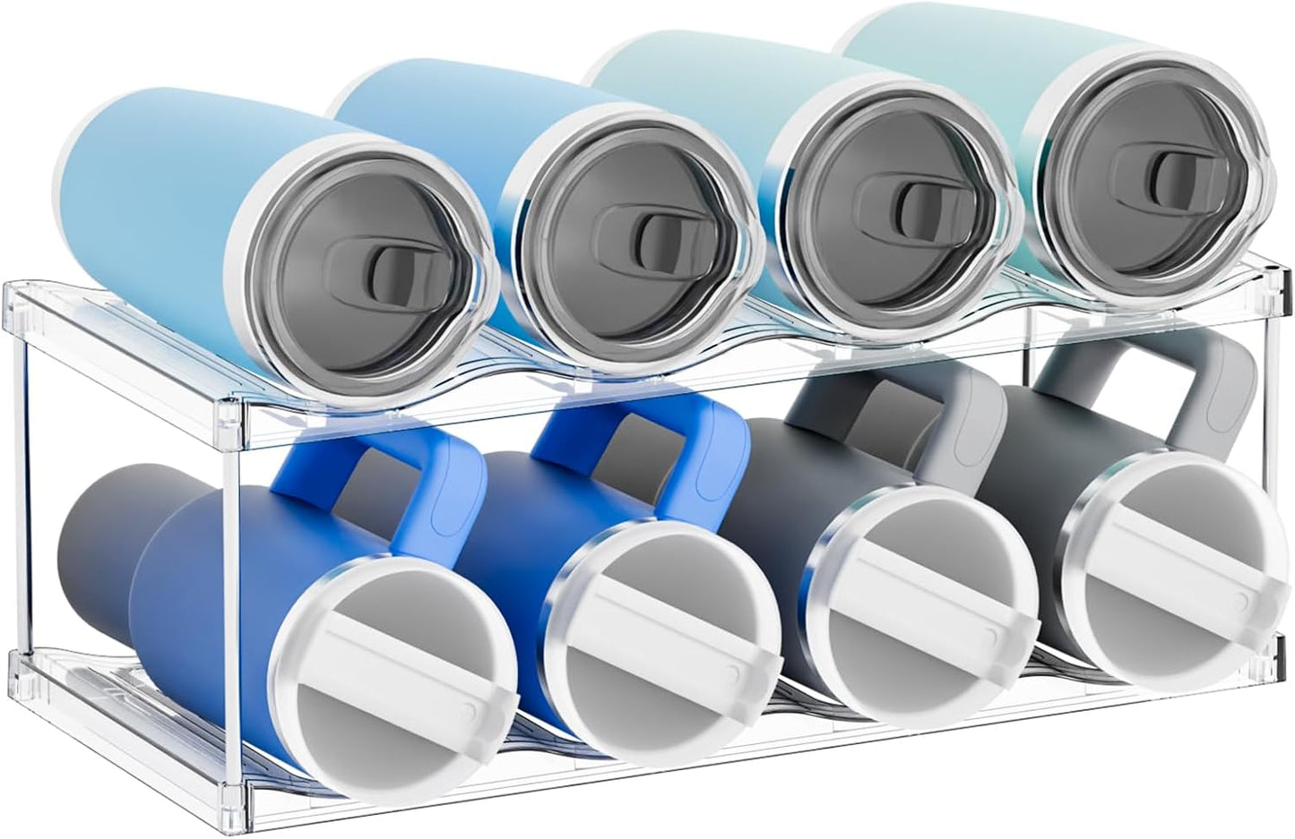 Yieach Larger Compartments Stackable Water Bottle Organizer for 40 oz Stanley Cup Holder,Yeti and Other Tumbler Organizer,3 Tier Wine Rack and Waterbottle Storage Rack for Kitchen Cabinets,Countertop
