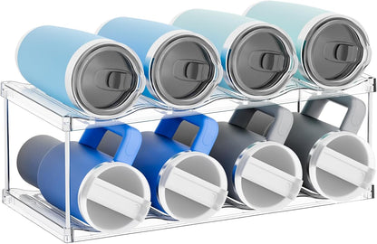 Yieach Larger Compartments Stackable Water Bottle Organizer for 40 oz Stanley Cup Holder,Yeti and Other Tumbler Organizer,3 Tier Wine Rack and Waterbottle Storage Rack for Kitchen Cabinets,Countertop