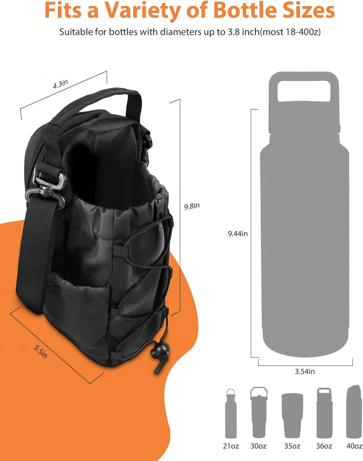 Magnetic Gym Bag for Men Women-Water Bottle Carrier Holder with Strap & Phone Pockets for 40oz Tumbler with Handle, 4 Built-in Magnets Small Gym Bag for Sports, Concert Airline Travel Walking