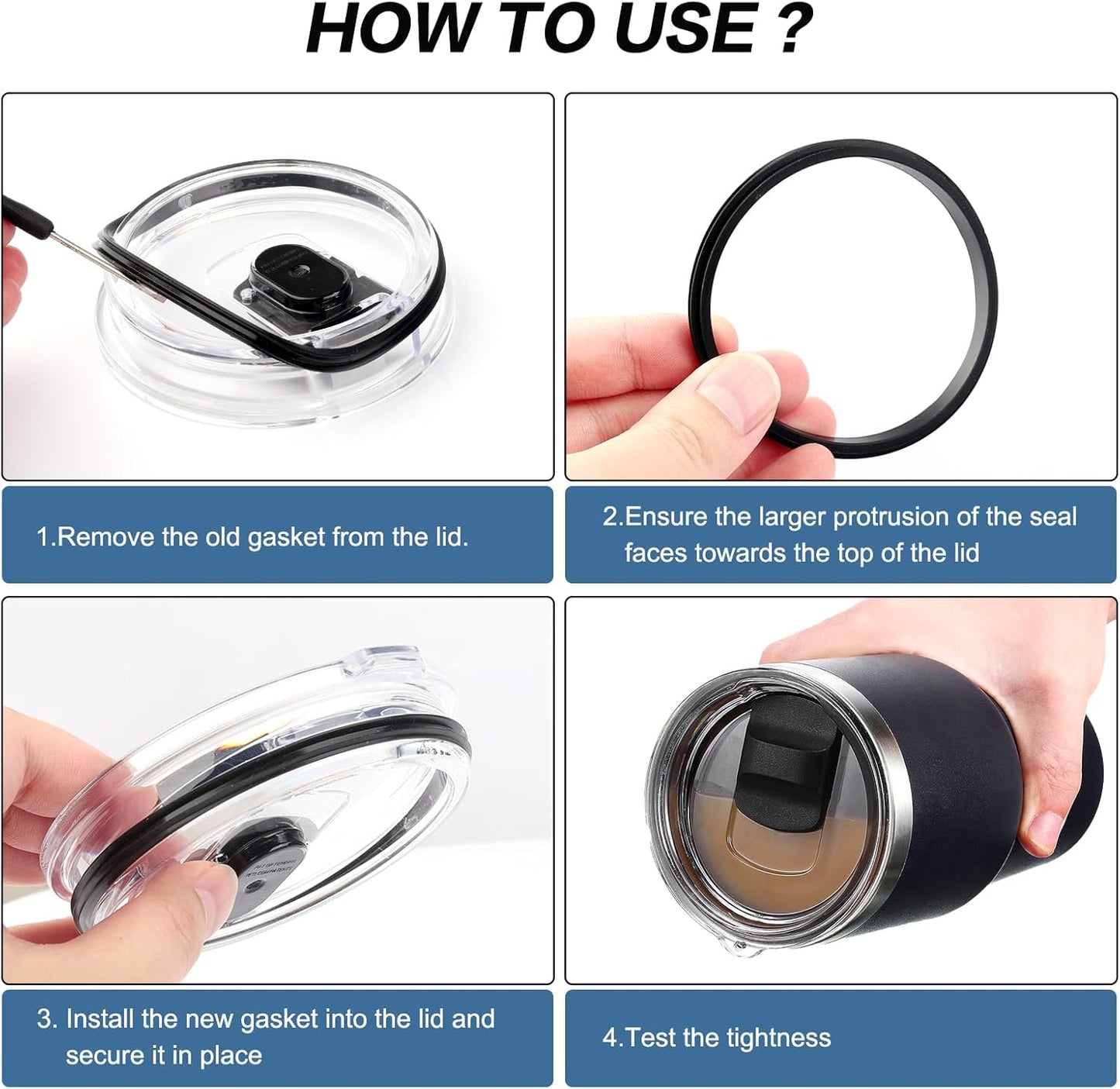 Joshey Rubber Seal Replacement Gaskets for Yeti Rambler 20 oz Tumbler - Leak-Proof Seal & O Ring Replacement Parts for Yeti 25 oz Straw Mug Lid, 6 Packs