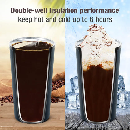 17oz (510ml) Vacuum Insulated Coffee Travel Mug, Leak proof Double Wall Stainless Steel Reusable Cup with Lid, Thermal Tumbler for Hot and Cold Drinks, Matte Texture White