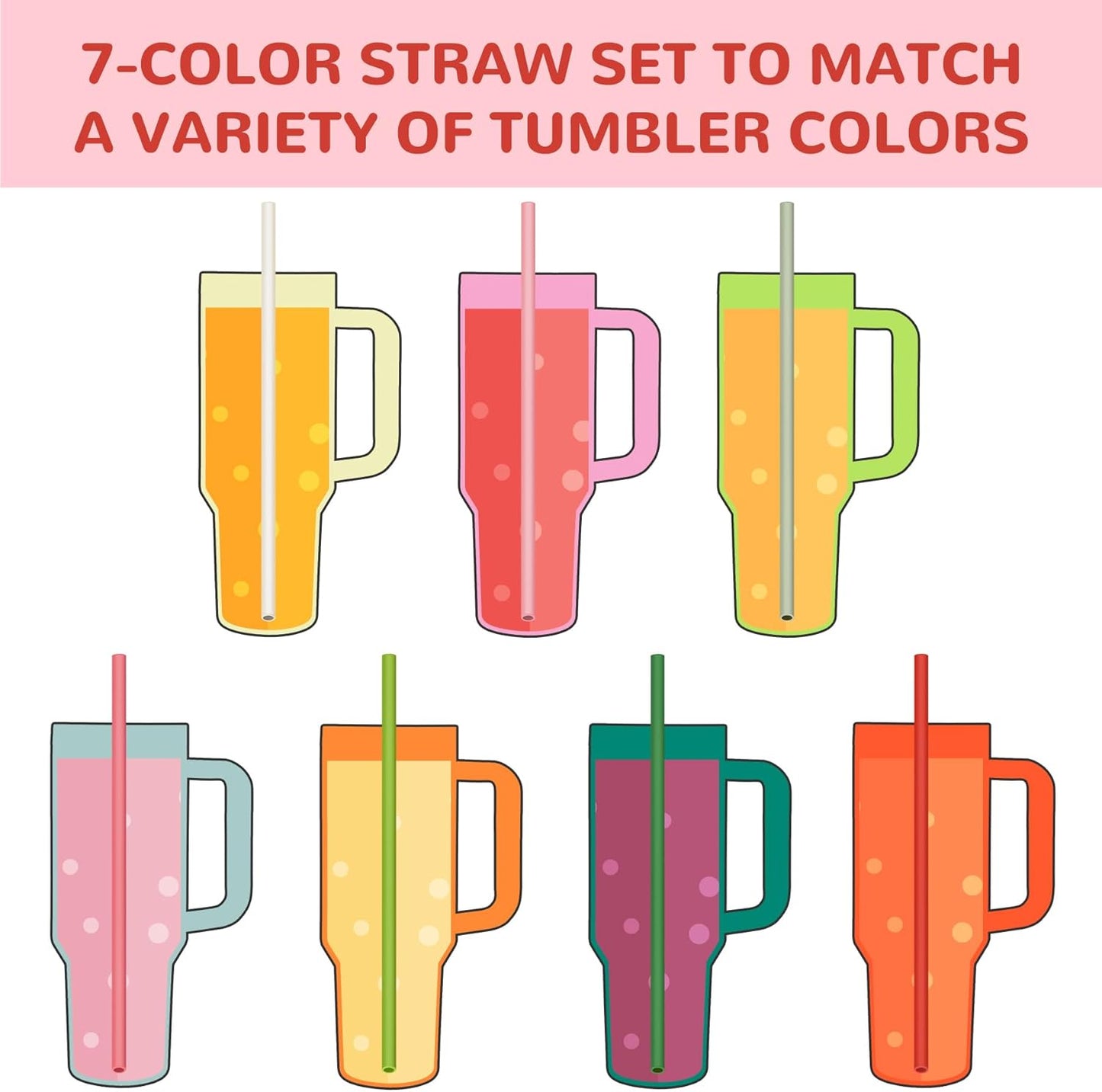 Tomorotec 15PCS Reusable Silicone Drinking Straws w/ 2 Brushes, Fit for Stanley Tumbler 40oz 30oz 20oz, 12" Long Customizable for Various Drinkware, Dishwasher Safe, BPA-Free, Safe for Teeth (Macaron)