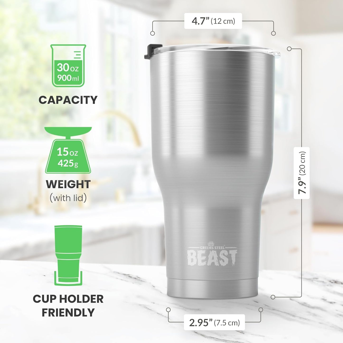 Beast 10 oz Tumbler Stainless Steel Vacuum Insulated Coffee Ice Cup Double Wall Travel Flask (Arctic White)