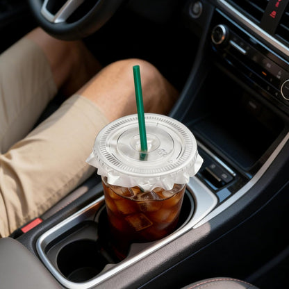 25 Sets 16 oz Clear Plastic Cups with Lids and Straws, Disposable Iced Coffee Cups for Cold Beverages, Smoothies, Bubble Tea, Includes Leak-Proof Paper and Stickers