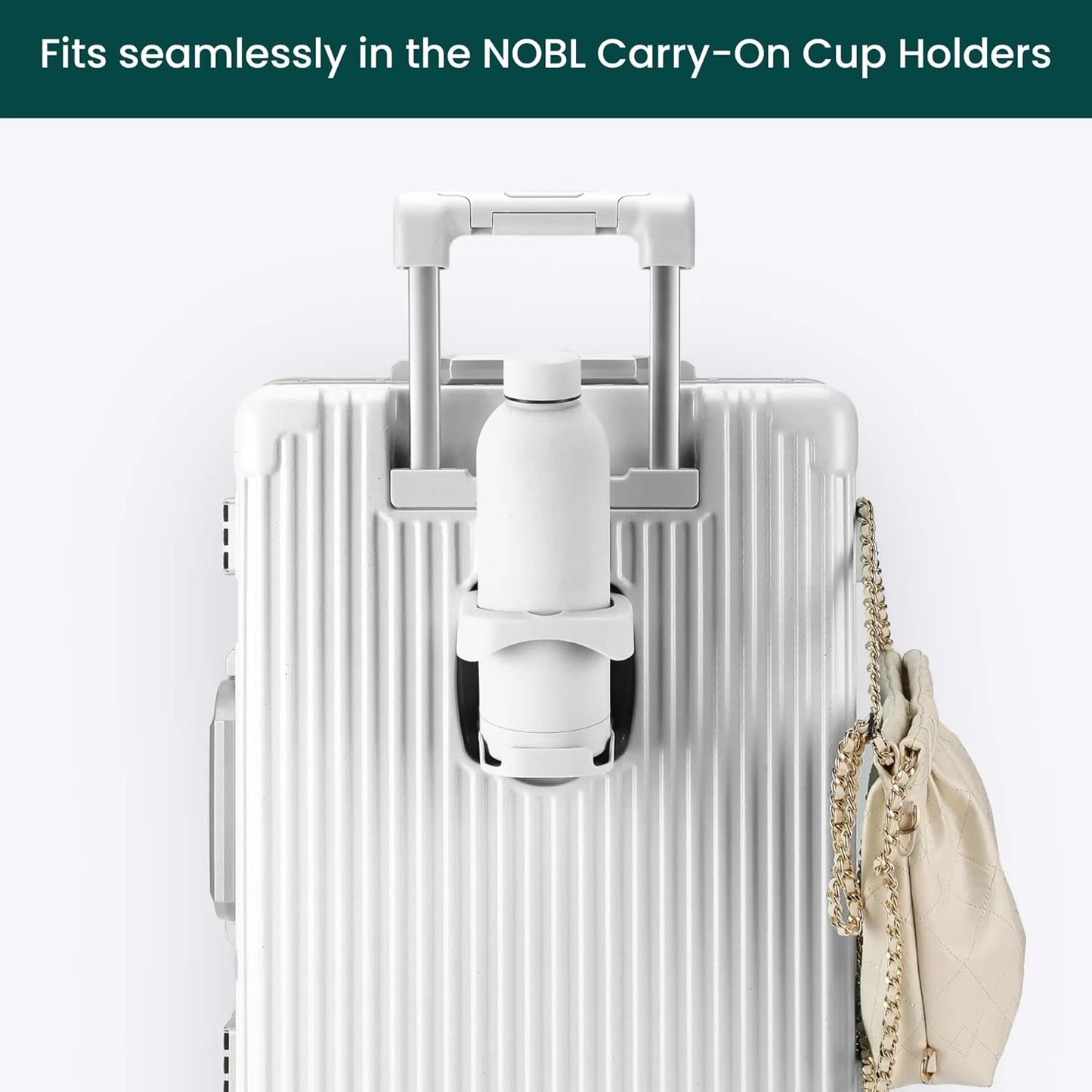 NOBL Stainless Steel Water Bottle,17 oz, 500 ml, Double Wall Vacuum Insulation, Sealed Bottle Keeps Drinks Cold 24 Hrs & Hot 12 Hrs, Leak Proof, Fits Noble Carry-On Cup Holder - Sand