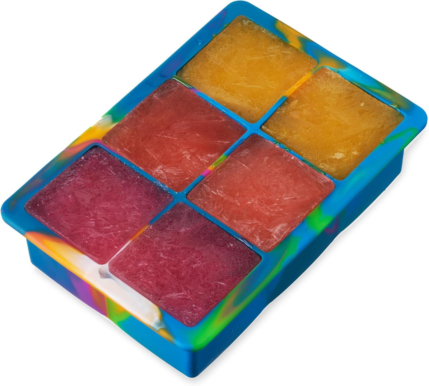 Host Ice Cube Tray, Makes Four 5-Inch Long Cubes, Durable Silicone Trays with Easy Release Design, Perfect for Water Bottles and Highball Glasses, Home Bar Accessories, Set of 1, Marble