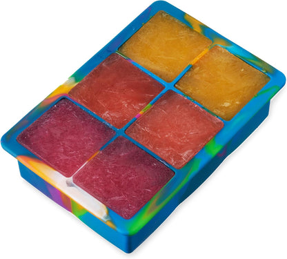 Host Ice Cube Tray, Makes Four 5-Inch Long Cubes, Durable Silicone Trays with Easy Release Design, Perfect for Water Bottles and Highball Glasses, Home Bar Accessories, Set of 1, Marble
