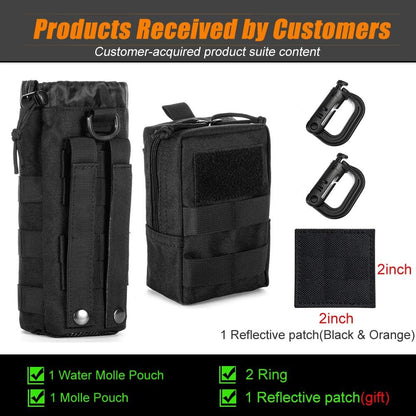 Upgraded Sports Water Bottles Pouch Bag, Tactical Drawstring Molle Water Bottle Holder Tactical Pouches, Travel Mesh Water Bottle Bag Tactical Hydration Carrier