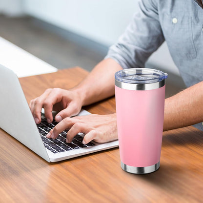 20oz Tumbler with Straw and Brush, Stainless Steel Vacuum Insulated tumbler, Double Wall Insulated Coffee Tumbler for Outdoor, Home, Travel,Office (Buff,1pcs)