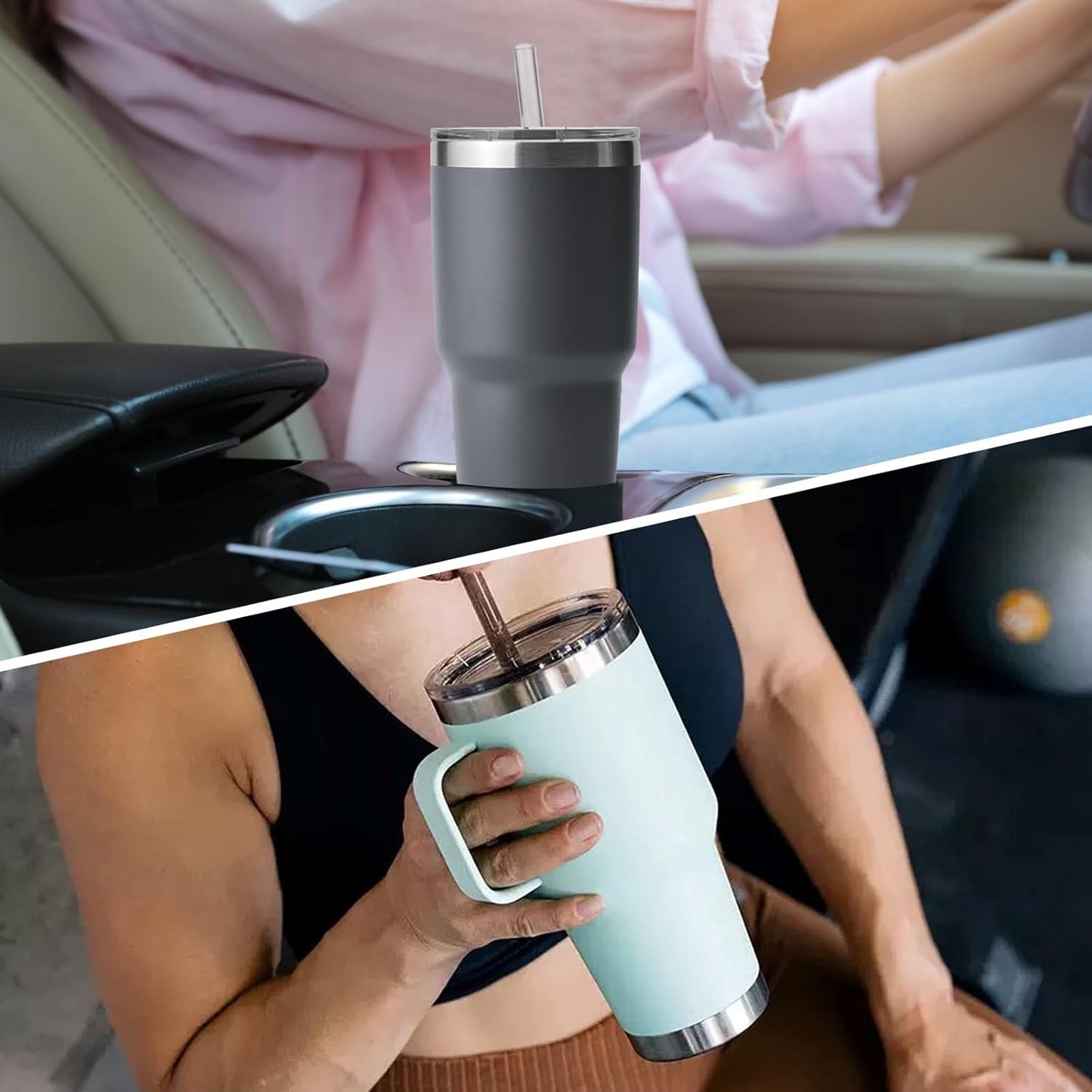 30 oz Tumbler Lid with Straw for YETI, 2 Pack Replacement Cover for Rambler 26 oz Cup, 30 oz Tumbler, 35 oz Straw Mug, Spill Proof Top with Brush, Dishwasher-Safe and Shatter-proof