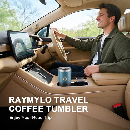 RAYMYLO Insulated Travel Coffee Tumbler 20oz, Detachable & Spill-Proof Slider Lid for Thorough Clean, Stainless Steel Reusable Coffee Mug with Lid Fits Most Car Cup Holder & BPA Free