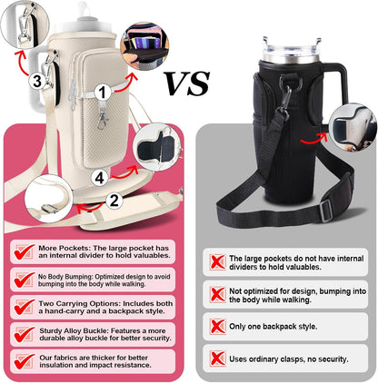 Stanley Carrier Bag for Stanley 40oz/30ozTumbler with Phone with 2 Adjustable Strap,3 Pockets Bottle Stanley Cup Carrier Bag & Case,Accessories for Hiking Travelling