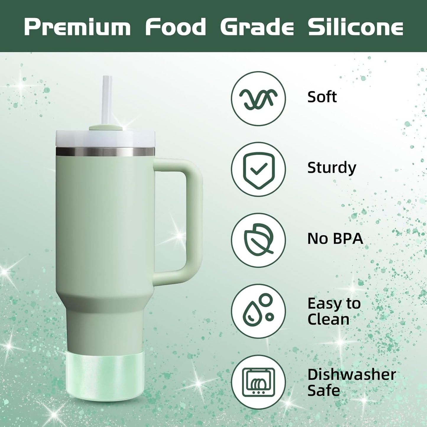 Glossy Gradient Silicone Boot, Compatible with Stanley H2.0 20-40oz & IceFlow 20-30oz, Chameleon Metallic Shimmer Cup Sleeve Protector for Hydroflask and Bottle Bottom with 2.8-3in