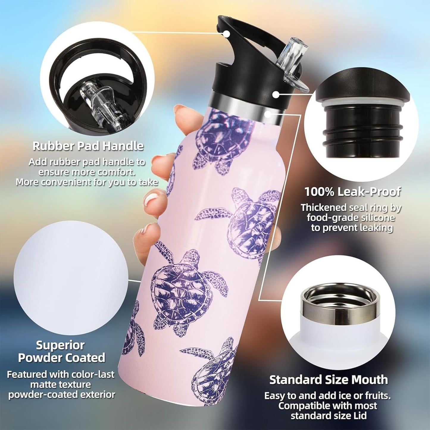 Pickleball Gifts,Pickle Water Bottle with Straw Lid Insulated Stainless Steel Travel Mugs for Sport Gym Outdoor 20oz