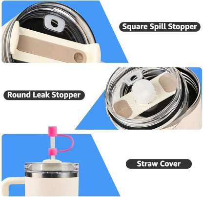 MOLOSLEEVE 21 Colors Straw Toppers Include A Set of Leak-proof Plugs, for Stanley Straw Covers Cap for Stanley Cup 2.0 30oz, 40oz, Silicone, Dust-Proof （Clear）