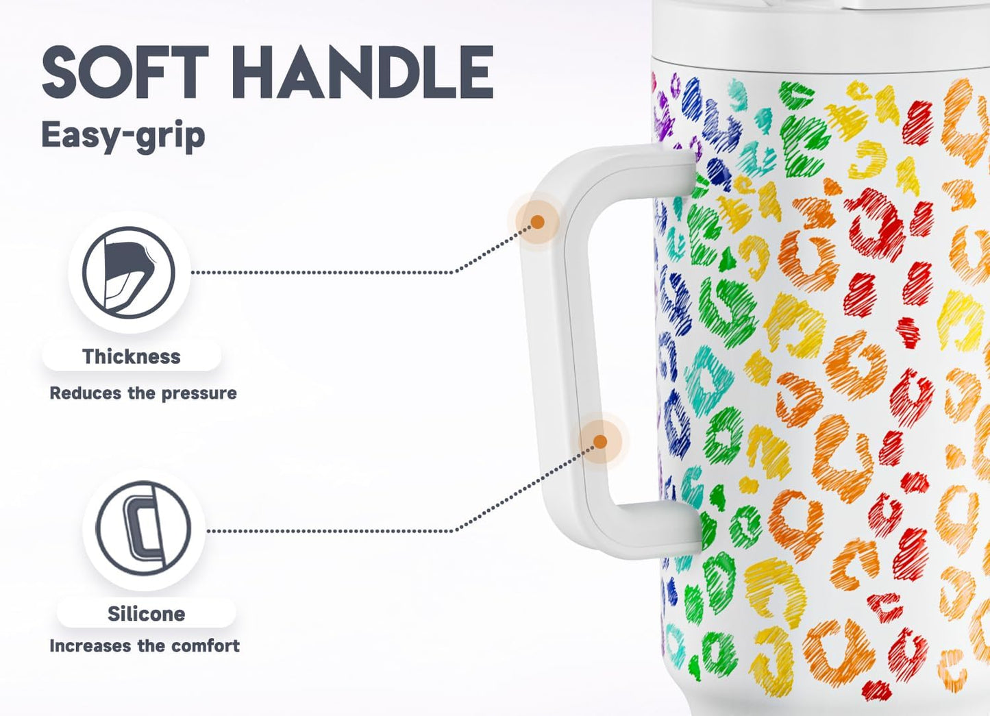 Meoky 32 oz Tumbler with Handle and Flip Straw, 100% Leakproof Tumbler with Lid and Straw, Stainless Steel Insulated Cup, Cupholder Friendly, Keeps Cold for 24 Hours (Night)