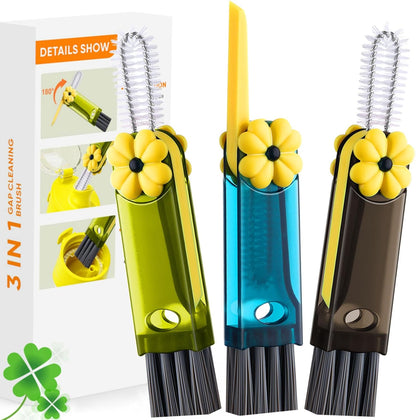 3 in 1 Cup Lid Cleaning Brush, Portable Water Bottle Brush, Multifunctional Bottle Cleaner Brush Set for Tight Spaces, Bottle Gaps, Tumblers, Travel Mug Caps(3 PCS)