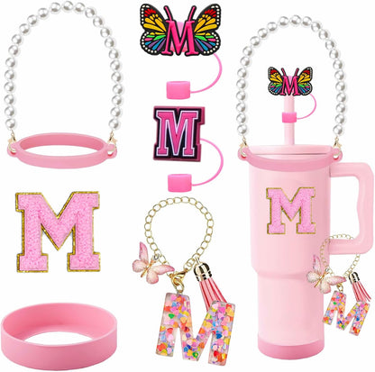 7pcs Cup Accessories for Stanley 30/40oz Tumbler, Handle Strap, Straw Cover, Silicone Boot, Letter Charm Stickers