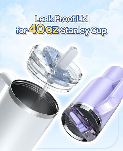 2 Pack Tumbler Flip Straw Lid Replacement Fit for Stanley 40 OZ Quencher, Leak Proof Lid with Straw for Stanley, No Spill Reusable Tumbler Lid Compatible with Stanley Cup Accessories