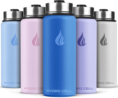 HYDRO CELL Stainless Steel Insulated Water Bottle with Straw - For Cold & Hot Drinks - Metal Vacuum Flask with Screw Cap and Modern Leakproof Sport Thermos for Adults (Neon 18oz)