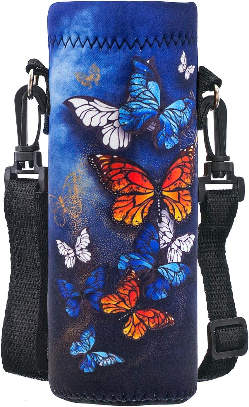 Neoprene 500ML/750ML/1000ML Water Bottle Bag Carrier, Portable Insulated Bottle Sling Holder Case Pouch with Adjustable Shoulder Strap for Men Women Walking Hiking Running