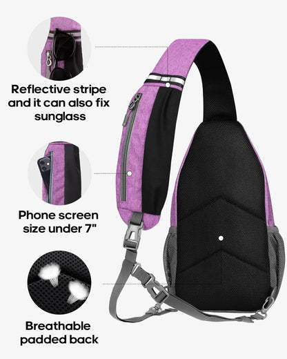 WATERFLY Crossbody Sling Backpack Sling Bag Travel Hiking Chest Bag Daypack (Black)
