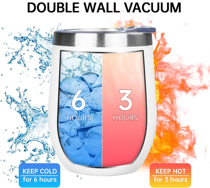 MEZMUT 12 Oz Insulated Wine Tumbler with Lid Double Wall Vacuum Stainless Steel Wine Glass Coffee Mug Insulated Tumbler Cup for Champaign, Cocktail, Beer (Black, 1 Pack)