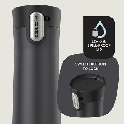 Contigo AUTOSEAL West Loop Vacuum-Insulated Stainless Steel Travel Mug with Easy-Clean Lid 12 oz Blueberry