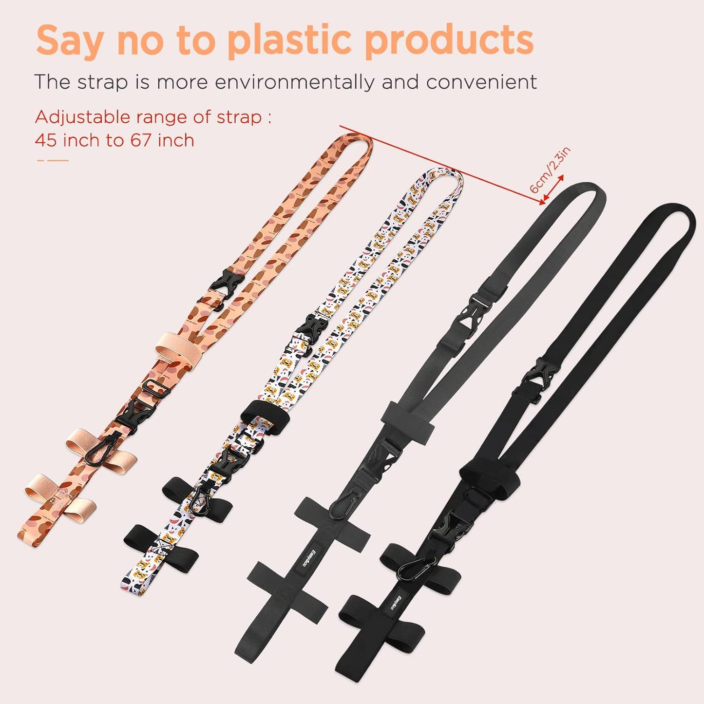 EasyAcc Water Bottle Holder Strap Sling, for Owala FreeSip 24 32 40 oz, Hydro Flask, Cirkul, Yeti, Stanley Flip, Universal Water Bottles, with Carabiner, for Walking Curise Travel (Bottle Excluded)