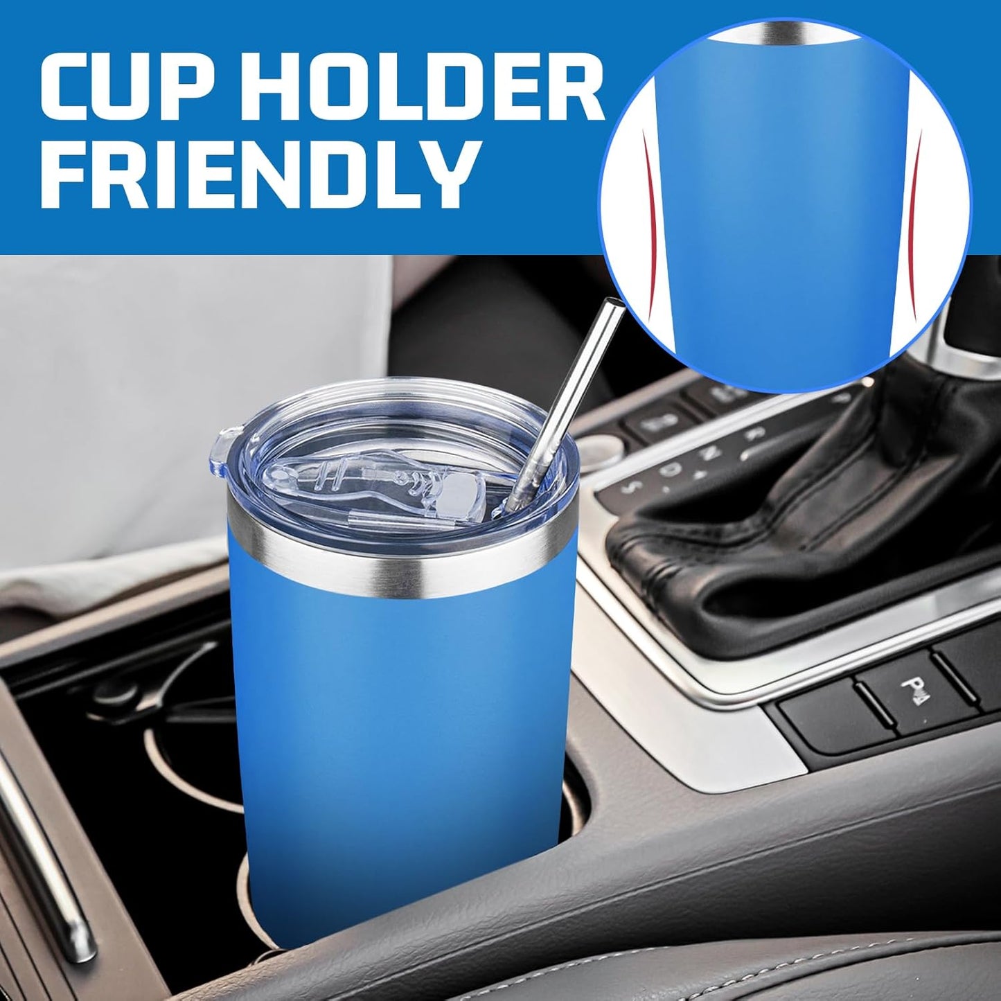 20 oz Tumbler with Lids and Straws, Stainless Steel Insulated Travel Coffee Mug, Double Wall Vacuum Insulated Tumblers, Powder Coated Coffee Tumbler for Cold & Hot Drinks (Light Purple)