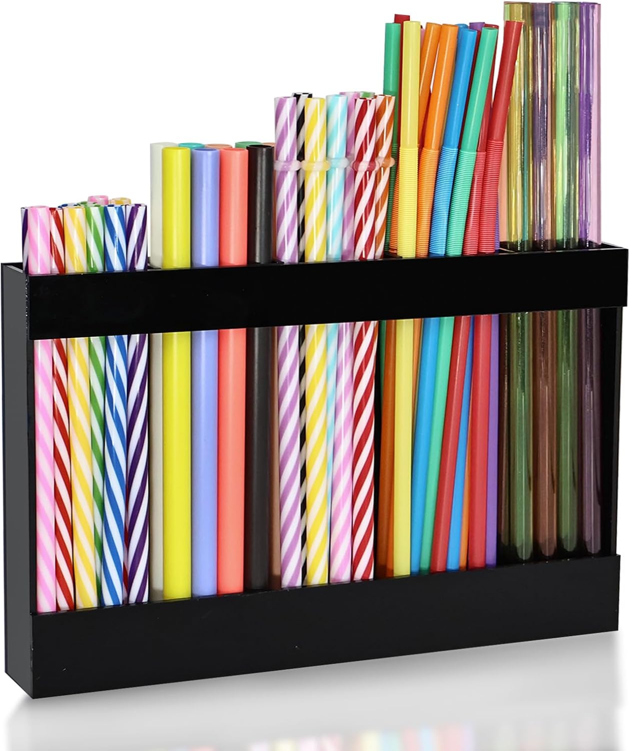 New Upgrade 9.5" Large Acrylic Straw Holder for Cabinet Door-Reusable Tumbler Straw Organizer Storage,Small Kitchen Organizers and Storage Accessories Container,Ultra Sticky Cupboard Door Mounted